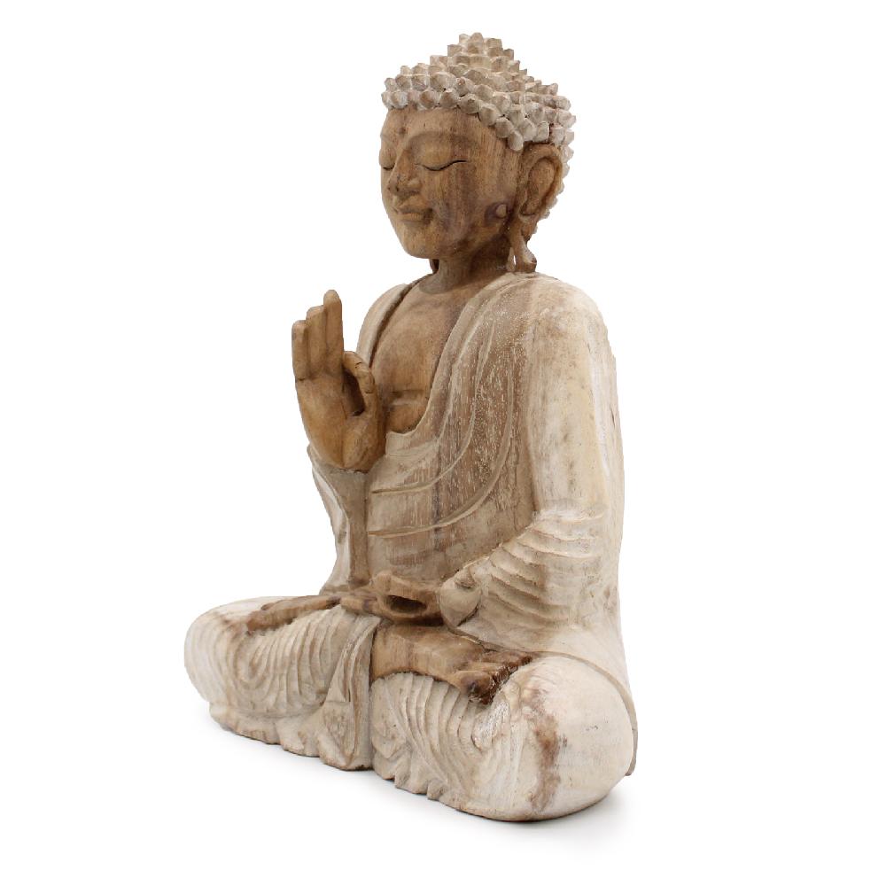 Ancient Wisdom Buddha Statue Whitewash - 30cm Teaching Transmission