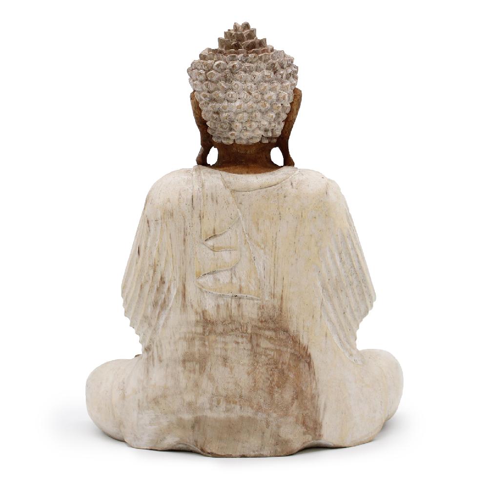 Ancient Wisdom Buddha Statue Whitewash - 30cm Teaching Transmission