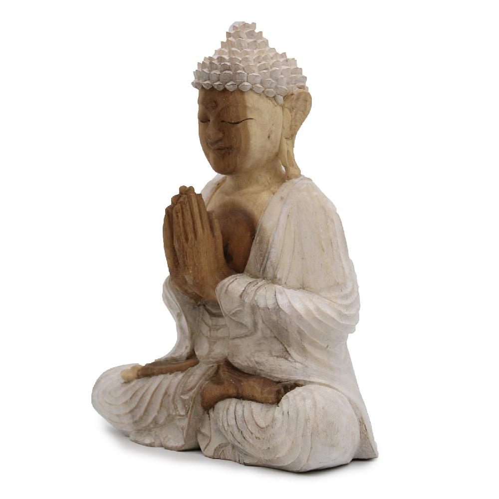 Ancient Wisdom Buddha Statue Whitewash - 30cm Welcome