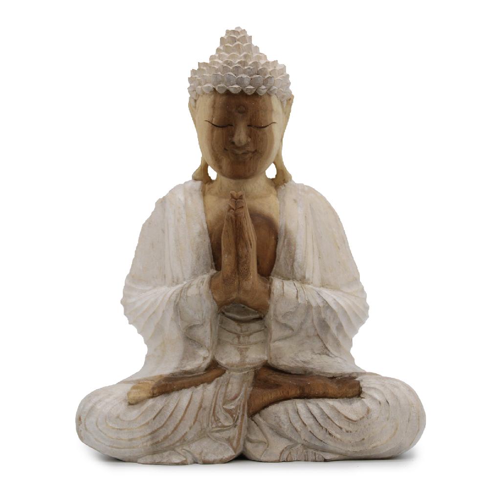 ancient wisdom Buddha Statue Whitewash - 30cm Welcome