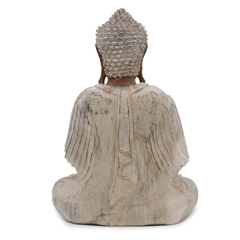 Ancient Wisdom Buddha Statue Whitewash - 40cm Teaching Transmission