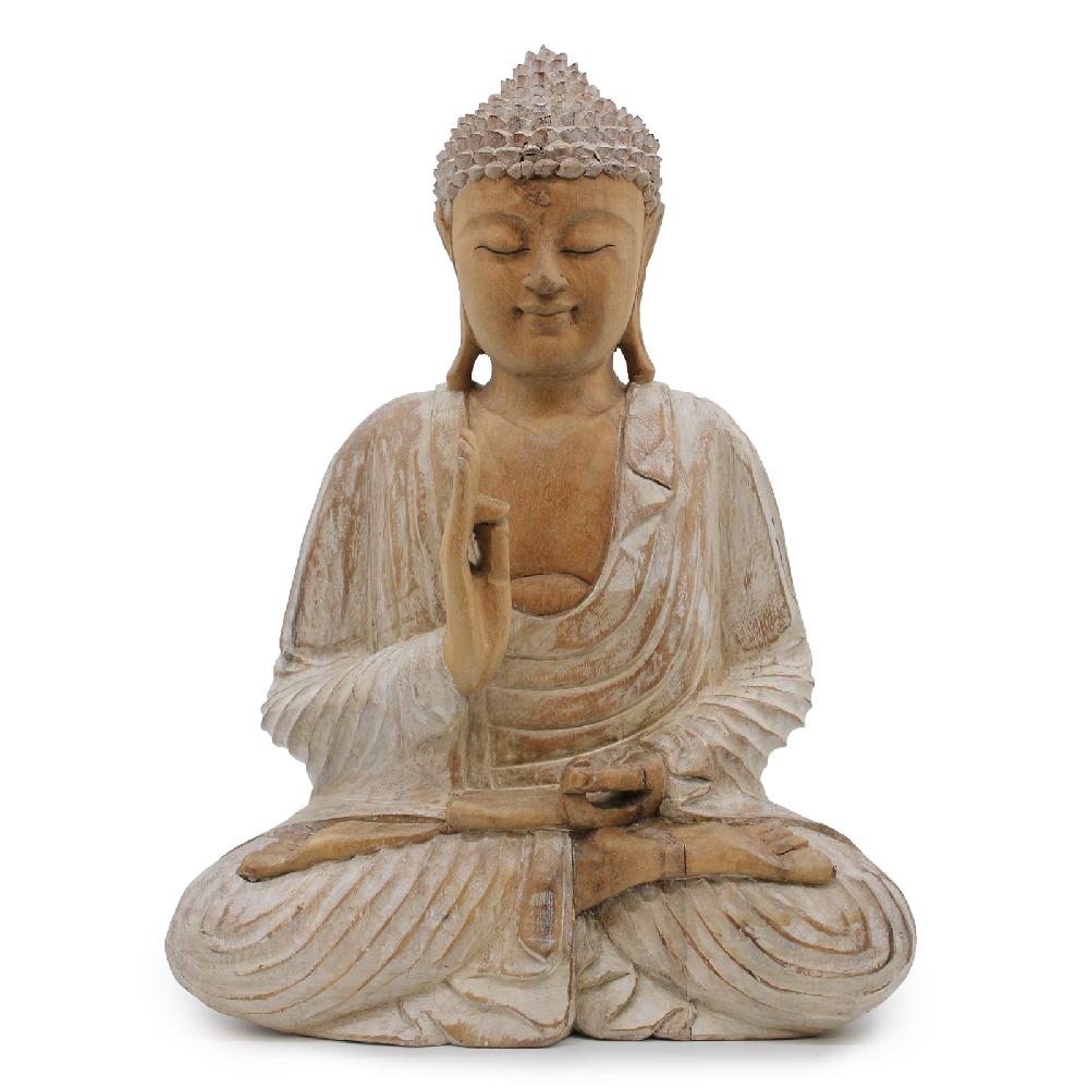 ancient wisdom Buddha Statue Whitewash - 40cm Teaching Transmission