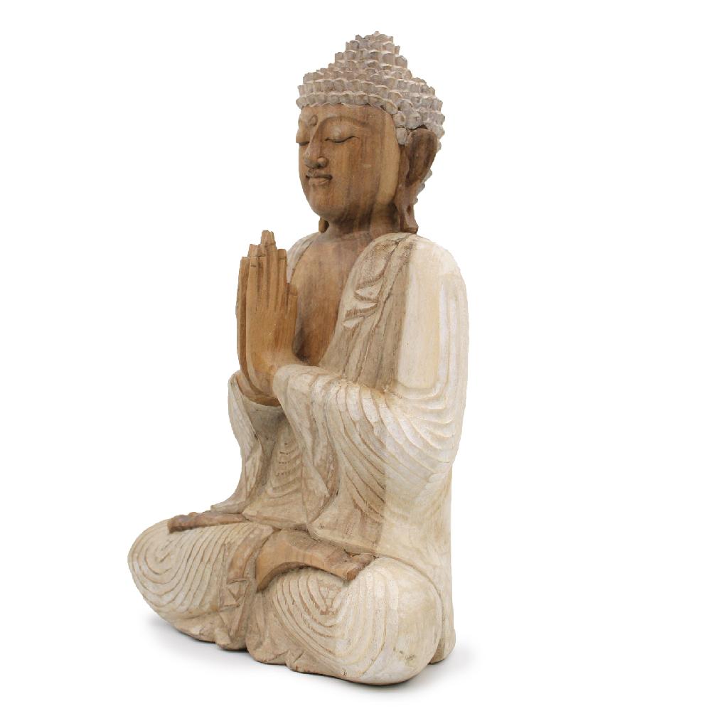 Ancient Wisdom Buddha Statue Whitewash - 40cm Welcome