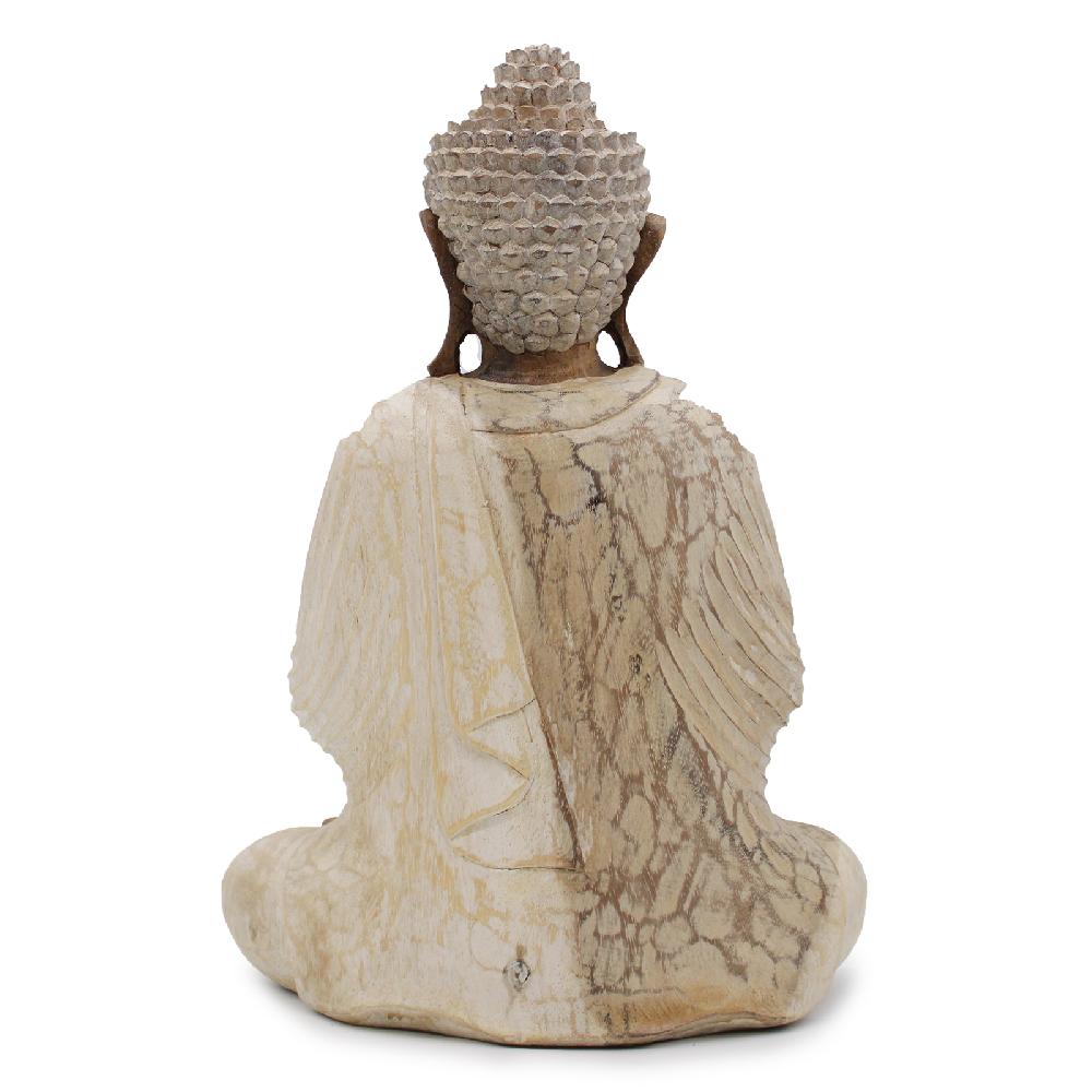 Ancient Wisdom Buddha Statue Whitewash - 40cm Welcome