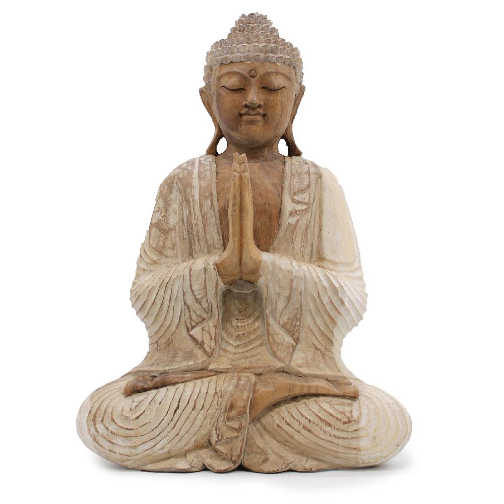 ancient wisdom Buddha Statue Whitewash - 40cm Welcome