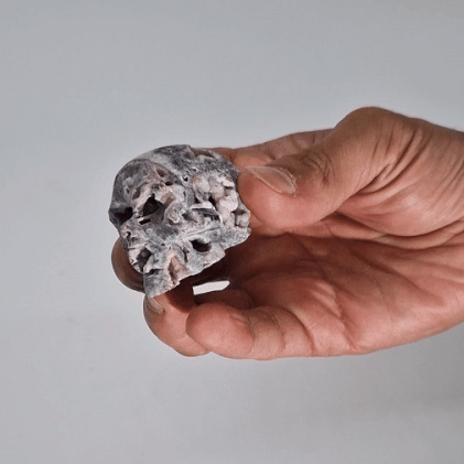 Ancient Wisdom Calcite Geode Carved Skull - (approx 4.5cm)