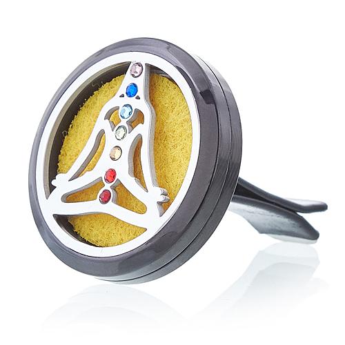 ancient wisdom Car Diffuser Kit - Pewter Yoga Chakra - 30mm