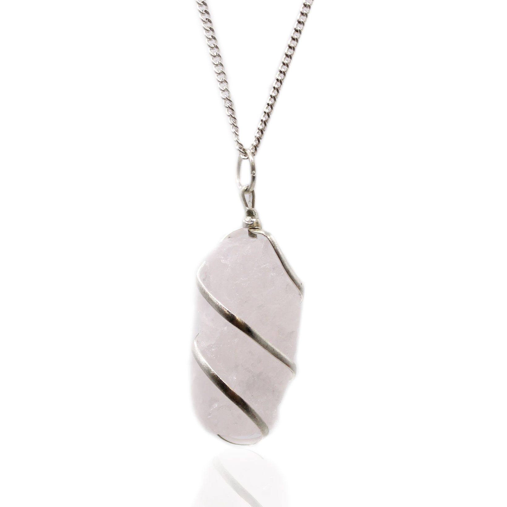 ancient wisdom Cascade Wrapped Gemstone Necklace - Rough Rose Quartz