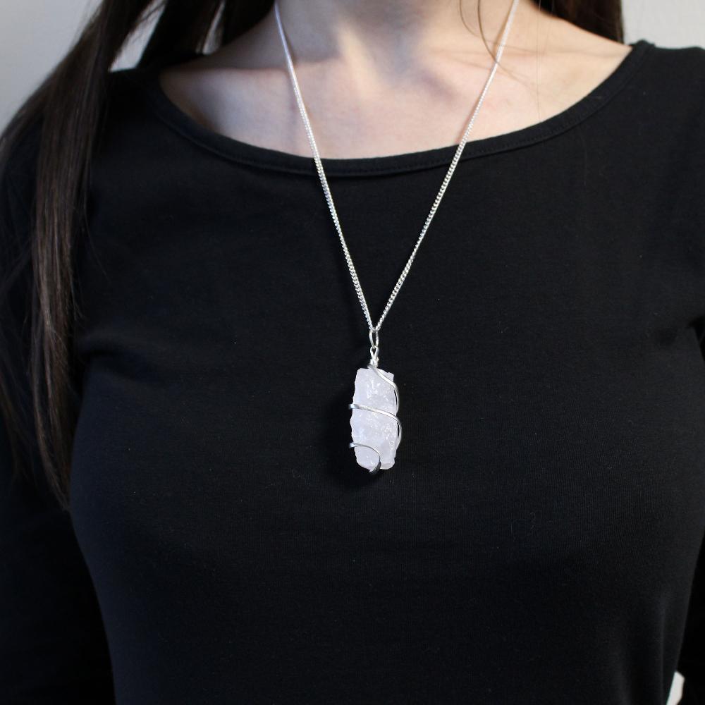 Ancient Wisdom Cascade Wrapped Necklace - Rough Opalite