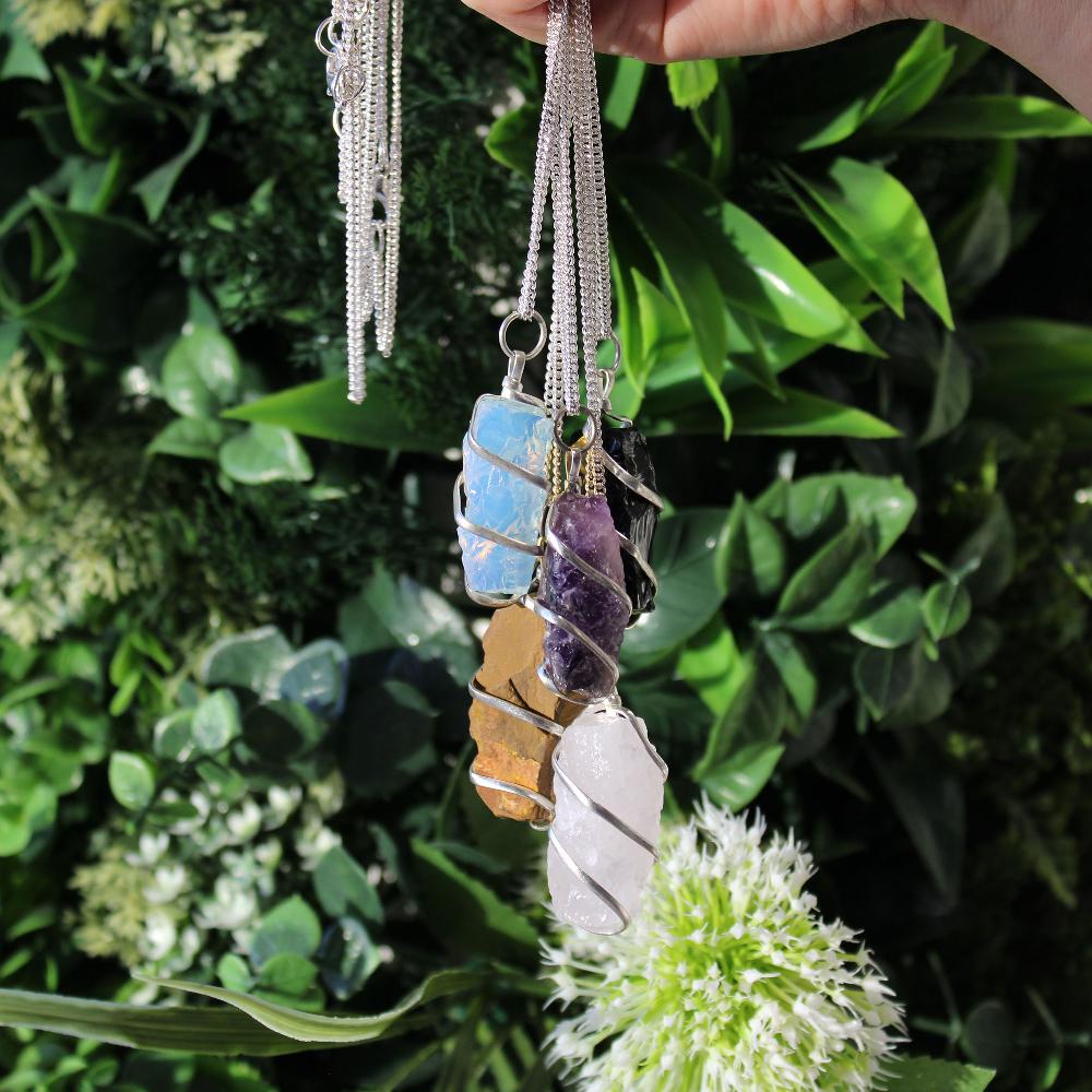 Ancient Wisdom Cascade Wrapped Necklace - Rough Opalite