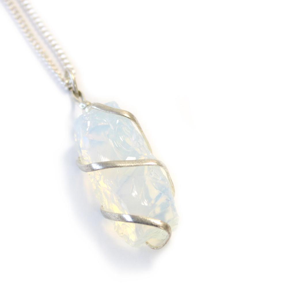 Ancient Wisdom Cascade Wrapped Necklace - Rough Opalite