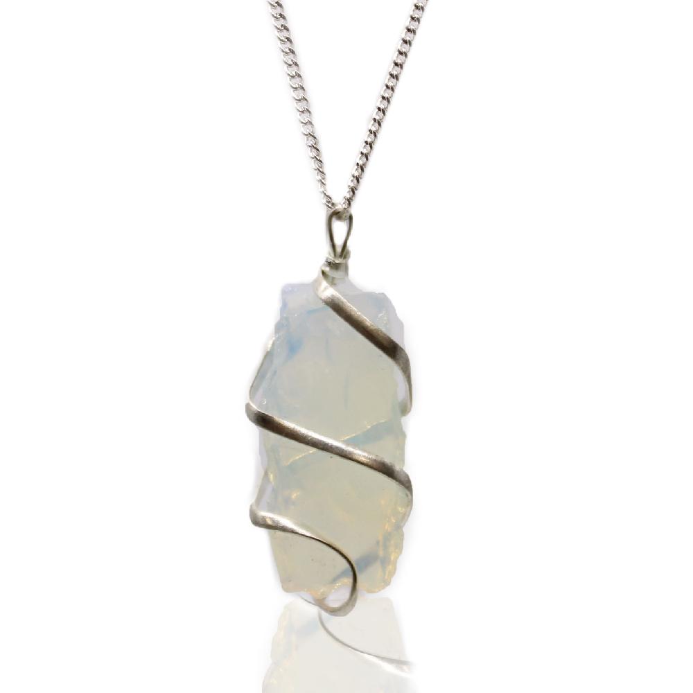 ancient wisdom Cascade Wrapped Necklace - Rough Opalite