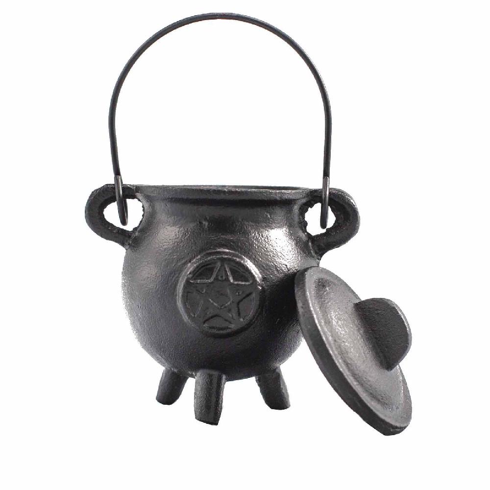 Ancient Wisdom Cast Iron Cauldron With Pentagram 6.5x13cm