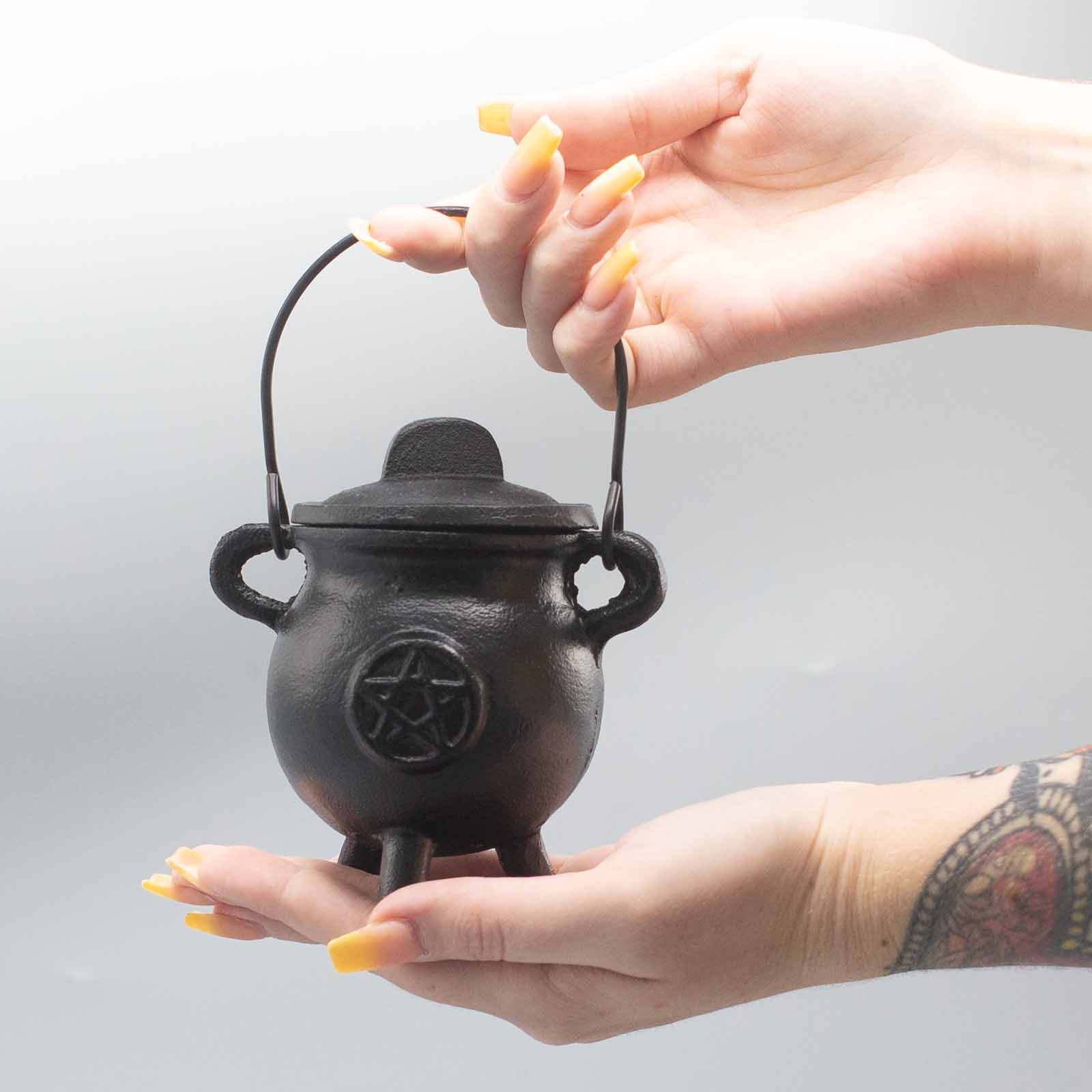 Ancient Wisdom Cast Iron Cauldron With Pentagram 6.5x13cm