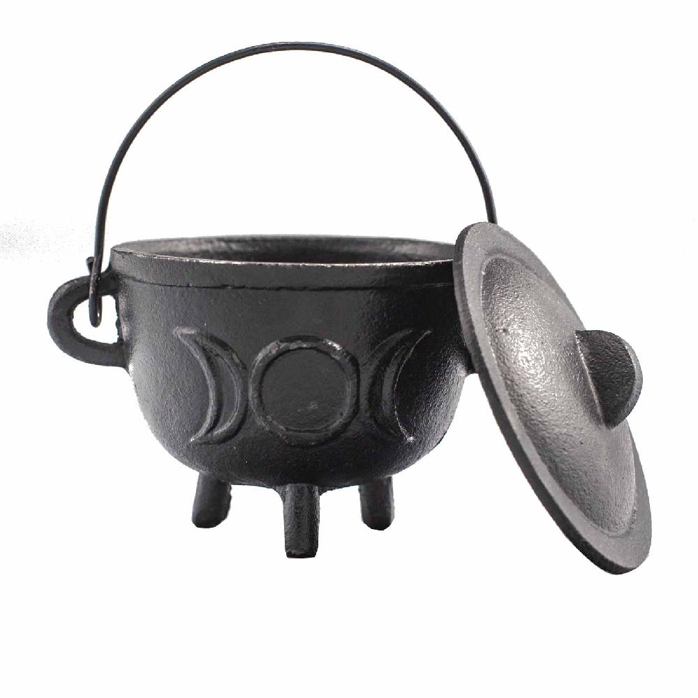 Ancient Wisdom Cast Iron Cauldron With Triple Moon 11x13cm