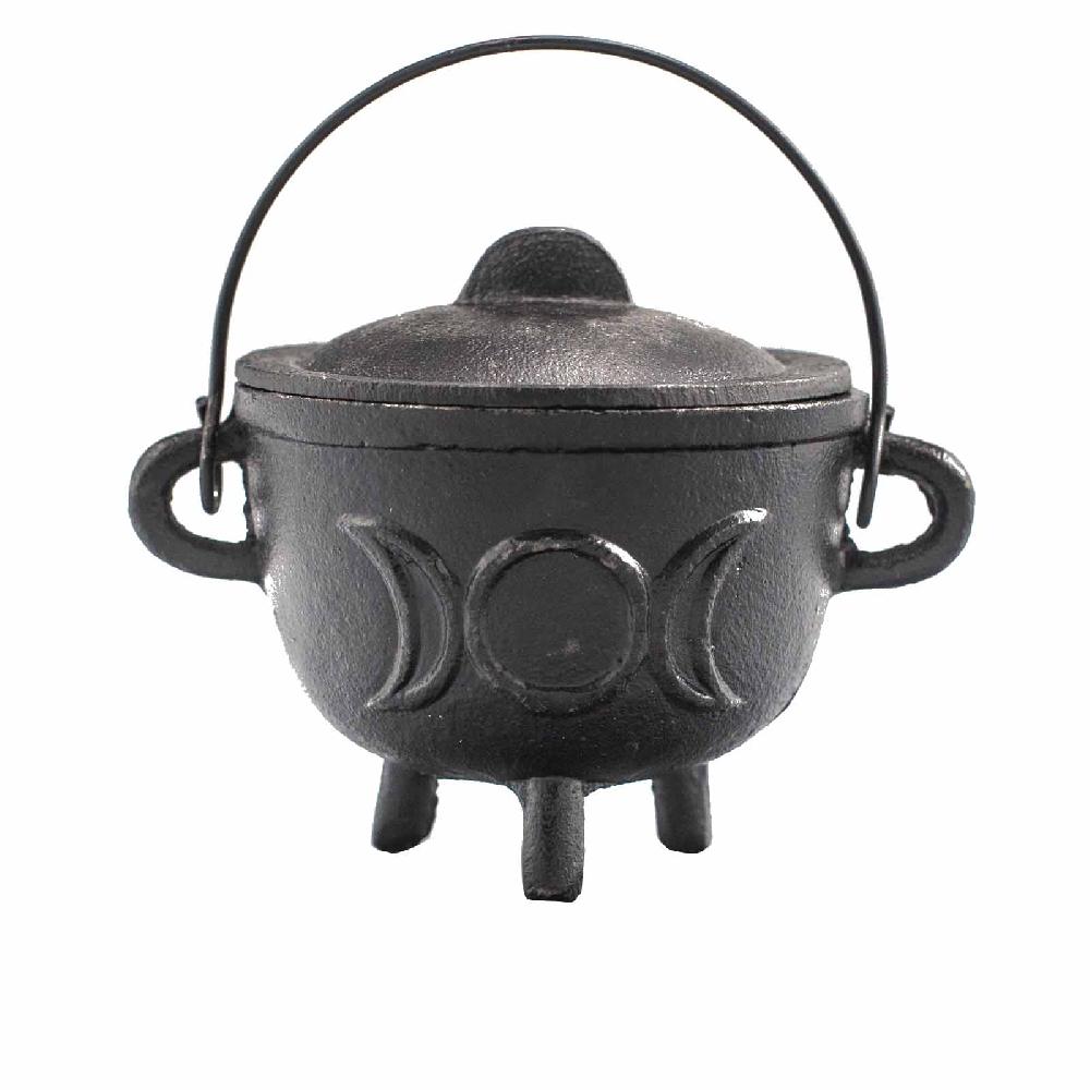 ancient wisdom Cast Iron Cauldron with Triple Moon 11x13cm