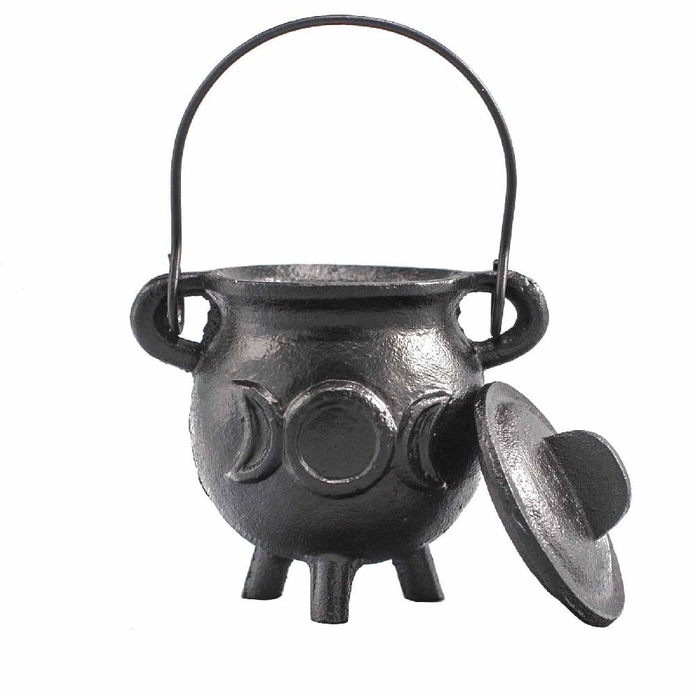 Ancient Wisdom Cast Iron Cauldron With Triple Moon 6.5x13cm