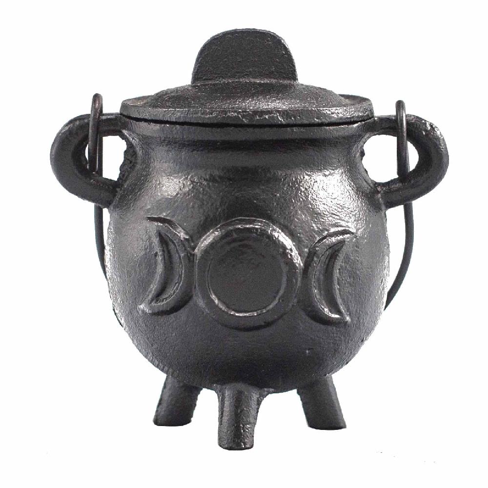 ancient wisdom Cast Iron Cauldron with Triple Moon 6.5x13cm