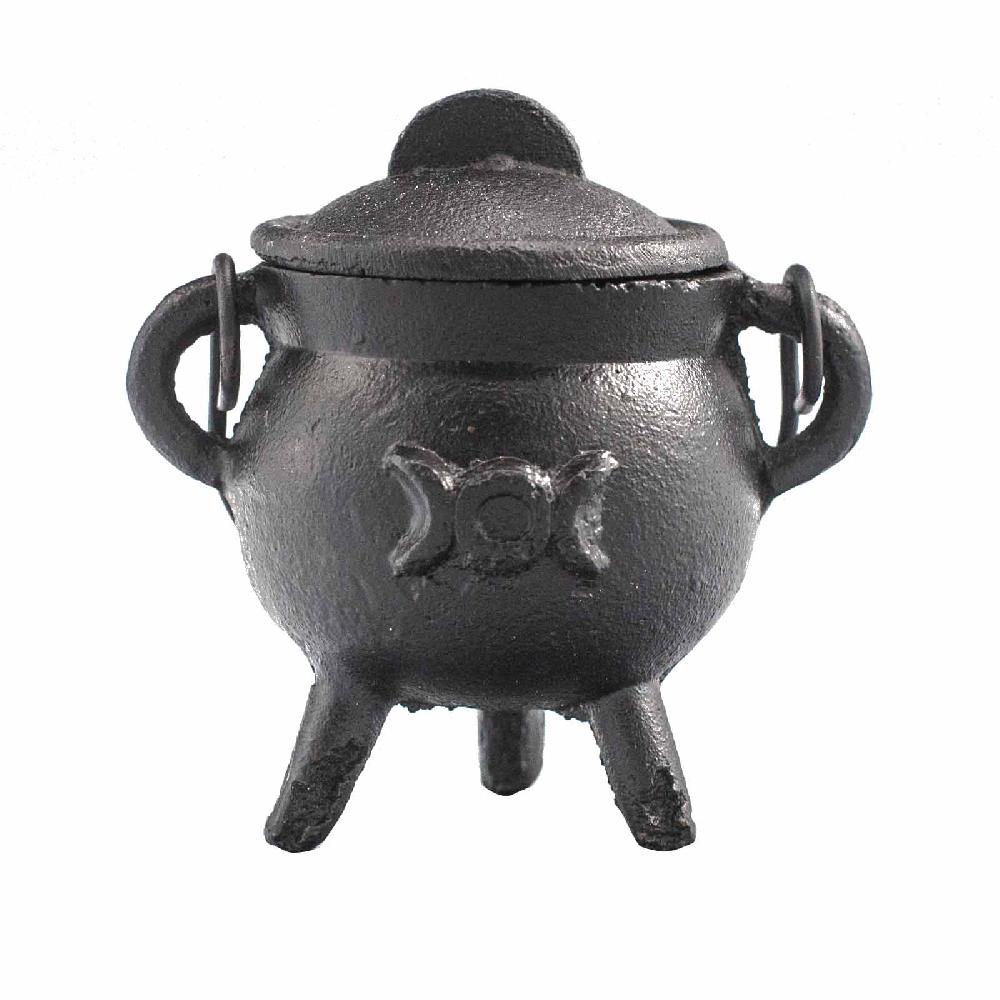 Ancient Wisdom Cast Iron Cauldron With Triple Moon 6x10cm