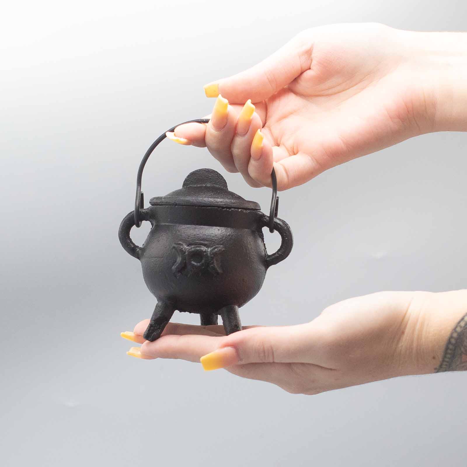 Ancient Wisdom Cast Iron Cauldron With Triple Moon 6x10cm