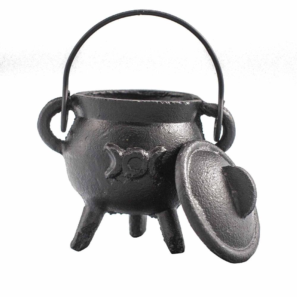ancient wisdom Cast Iron Cauldron with Triple Moon 6x10cm