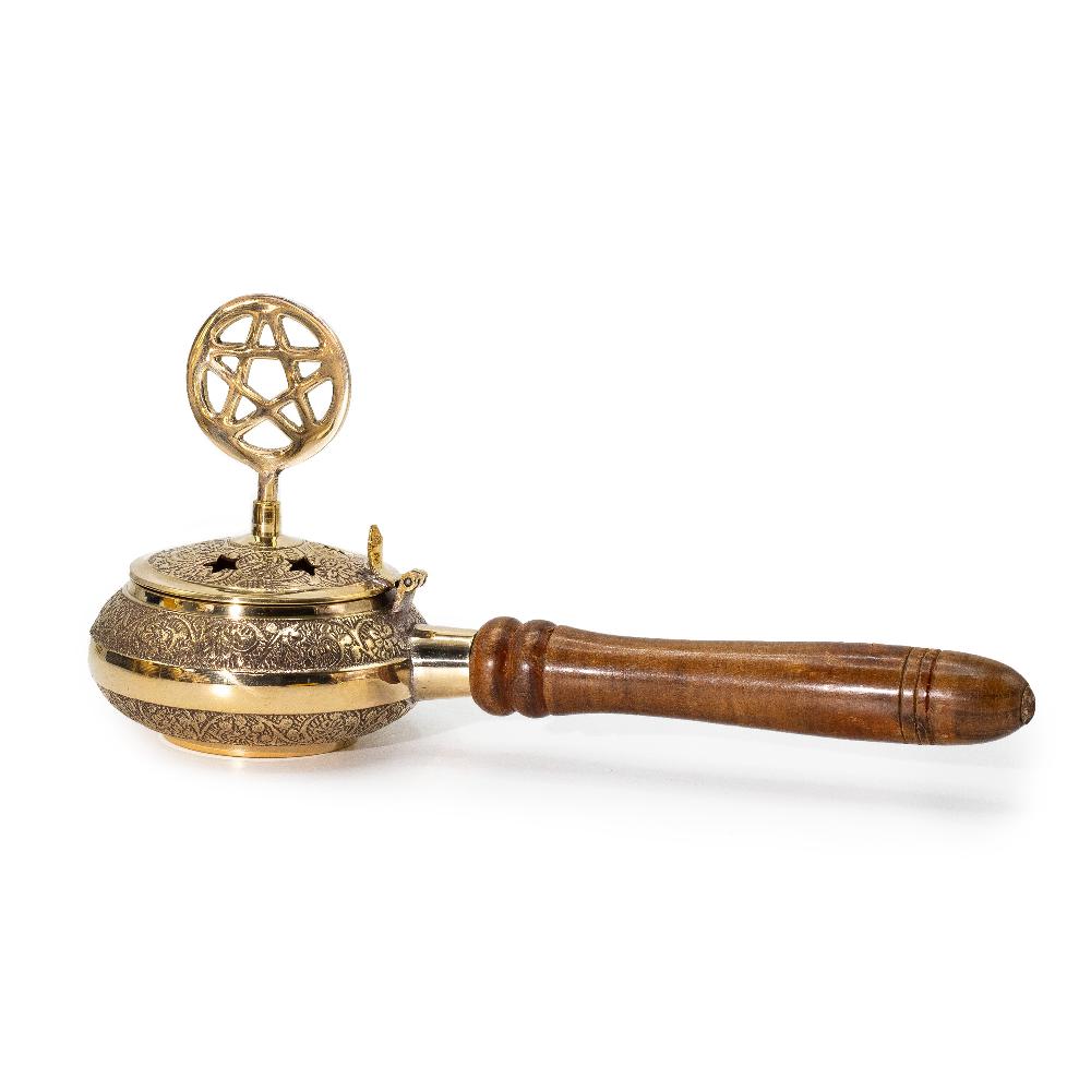 ancient wisdom Censer Incense Burner with Wooden Handle - Pentagram