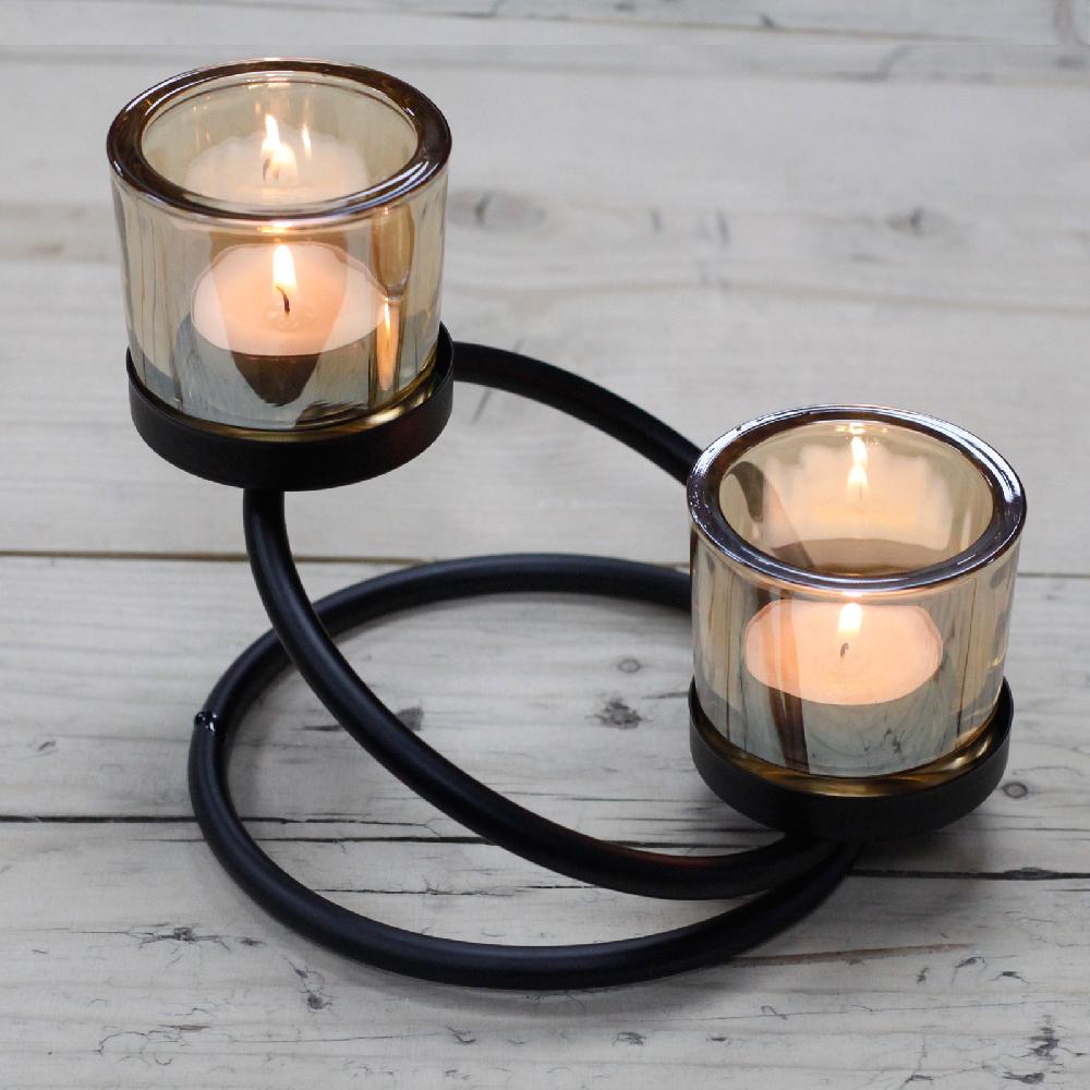Ancient Wisdom Centrepiece Iron Votive Candle Holder - 2 Cup Double Step