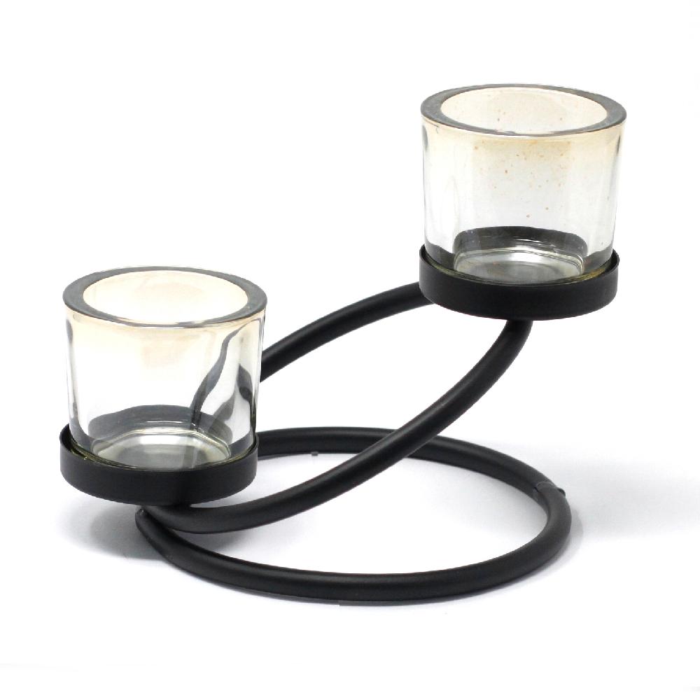 ancient wisdom Centrepiece Iron Votive Candle Holder - 2 Cup Double Step