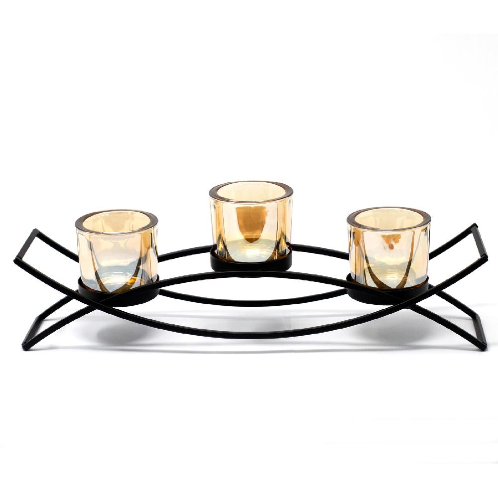Ancient Wisdom Centrepiece Iron Votive Candle Holder - 3 Cup Silluethe