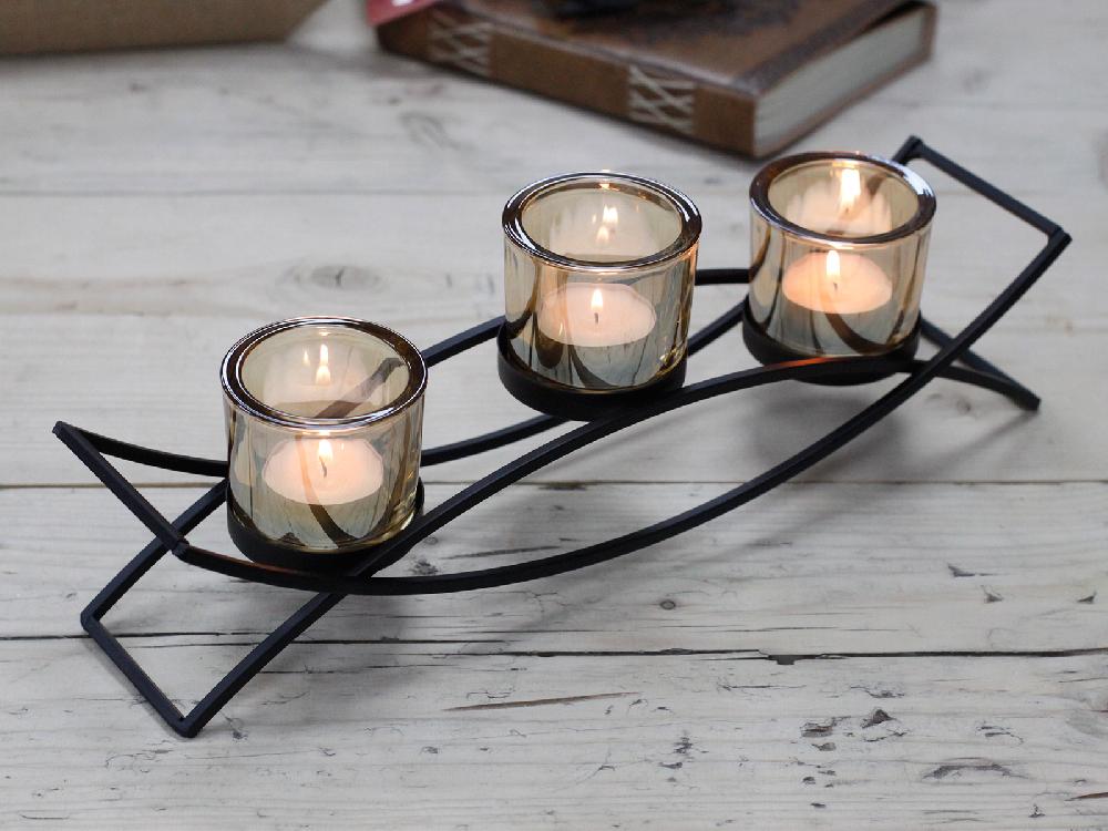 Ancient Wisdom Centrepiece Iron Votive Candle Holder - 3 Cup Silluethe