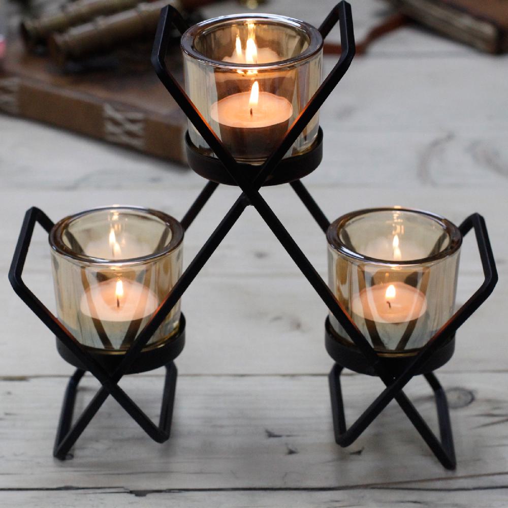 Ancient Wisdom Centrepiece Iron Votive Candle Holder - 3 Cup Triangle