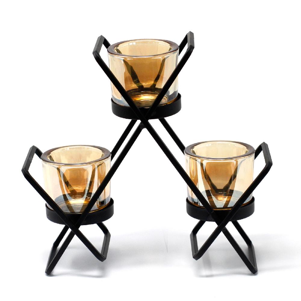 ancient wisdom Centrepiece Iron Votive Candle Holder - 3 Cup Triangle