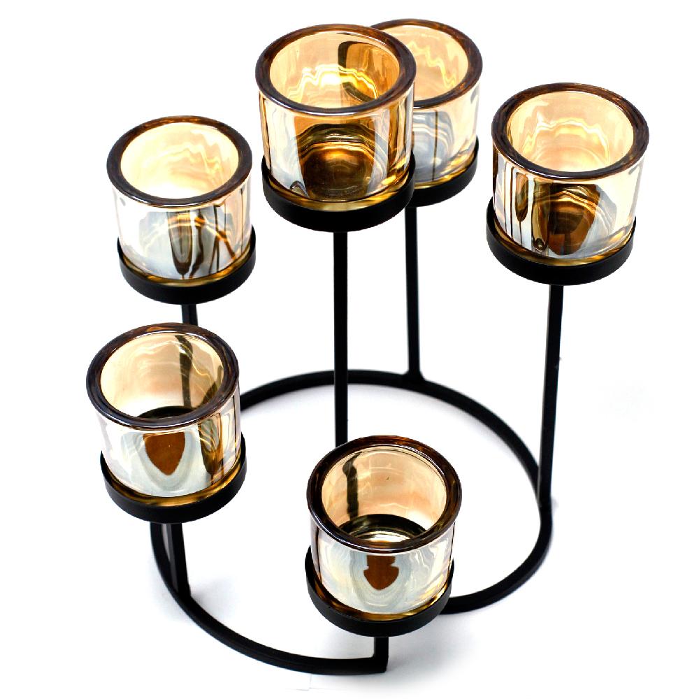 Ancient Wisdom Centrepiece Iron Votive Candle Holder - 6 Cup Circule Tree