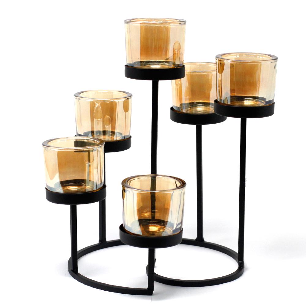 ancient wisdom Centrepiece Iron Votive Candle Holder - 6 Cup Circule Tree