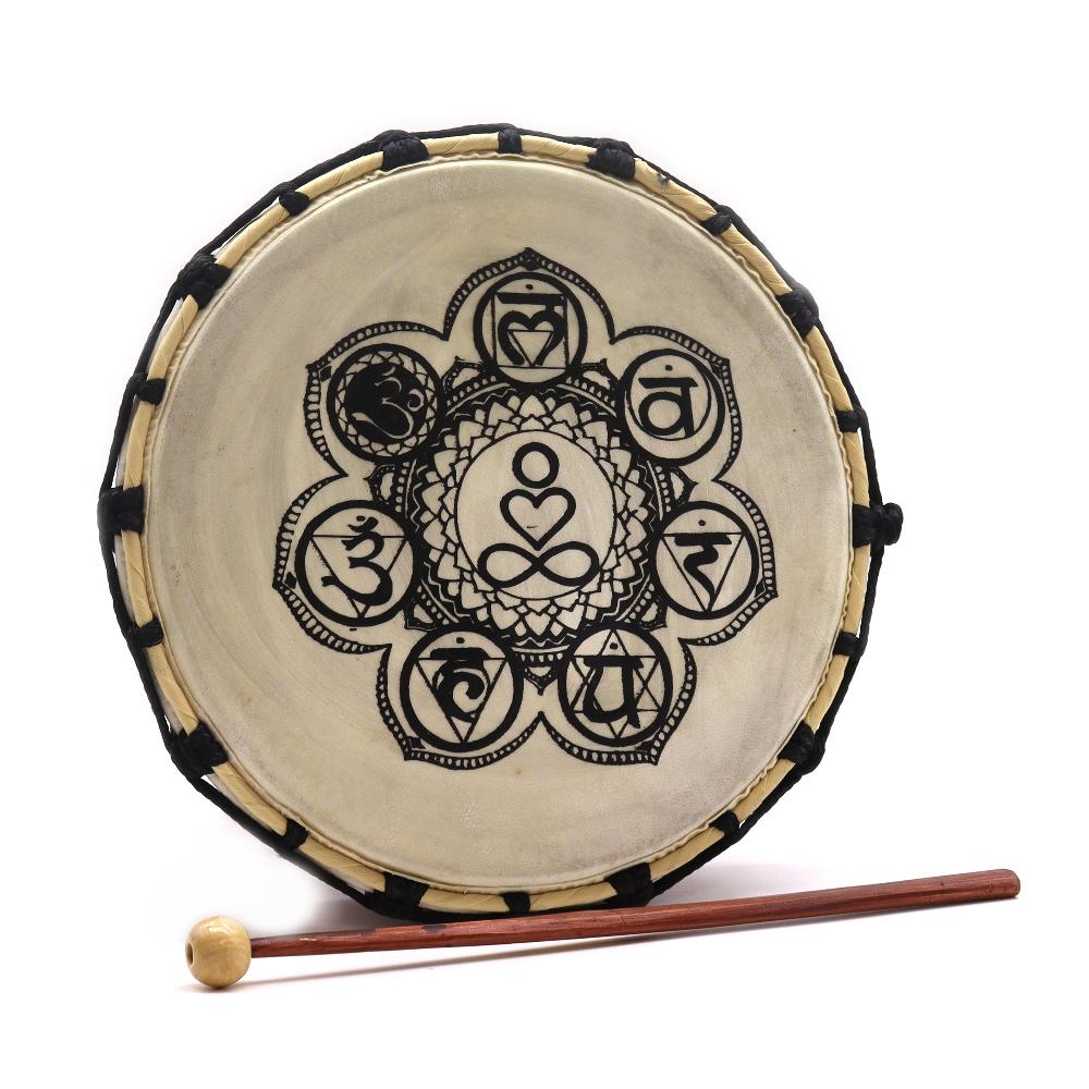 ancient wisdom Chakra Shamanic Drum with Stick - 25cm Diameter