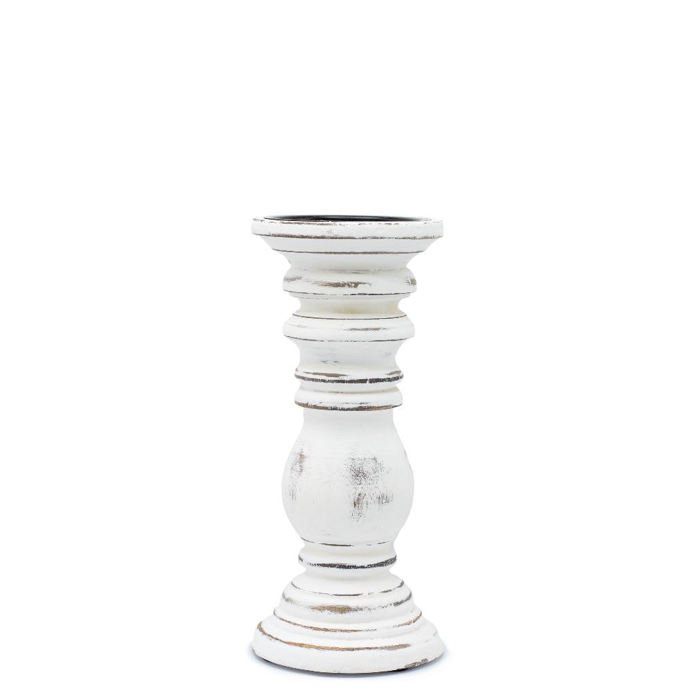 ancient wisdom Classic Candle Stand - Whitewash - 23x10cm - Small