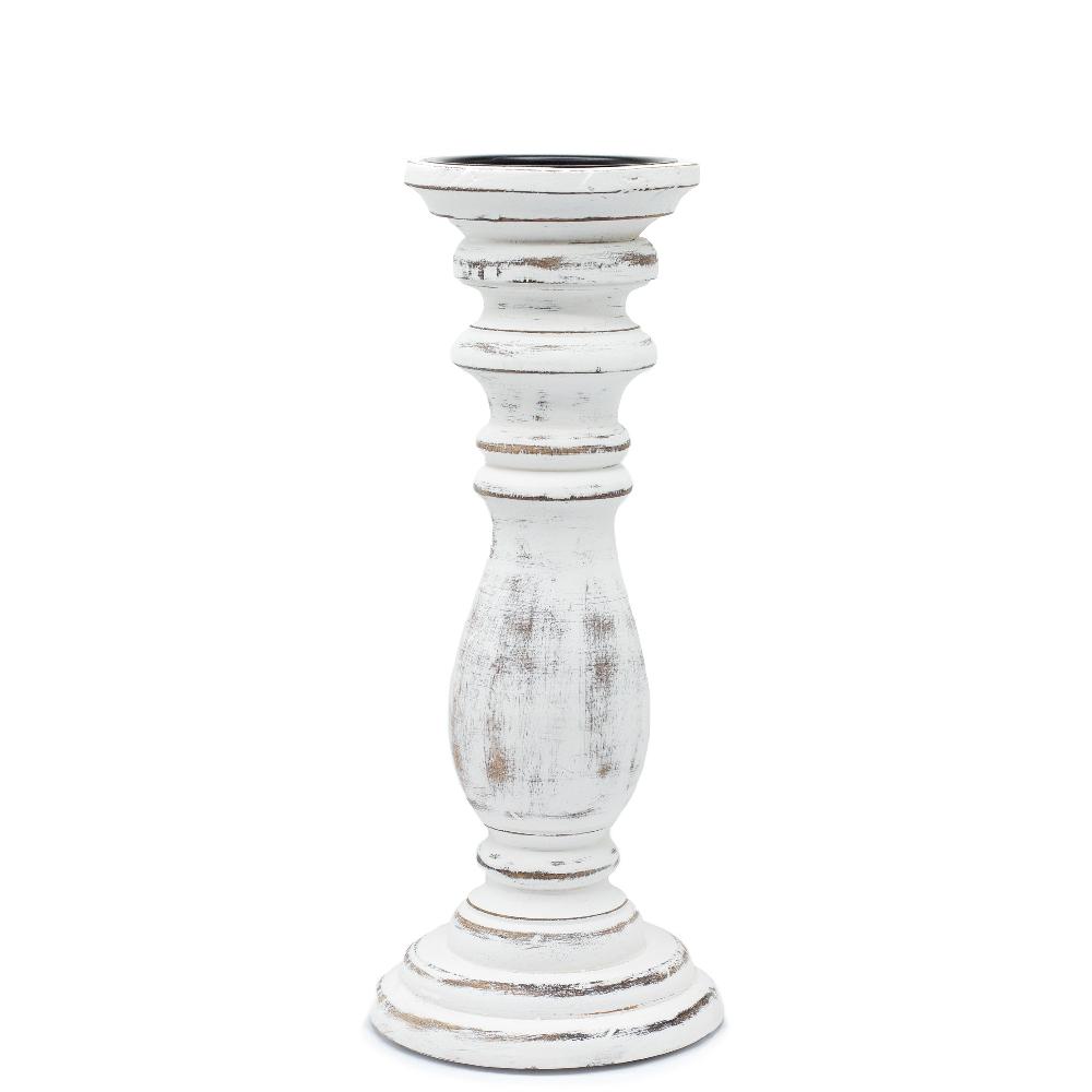 ancient wisdom Classic Candle Stand - Whitewash - 30x10cm - Medium