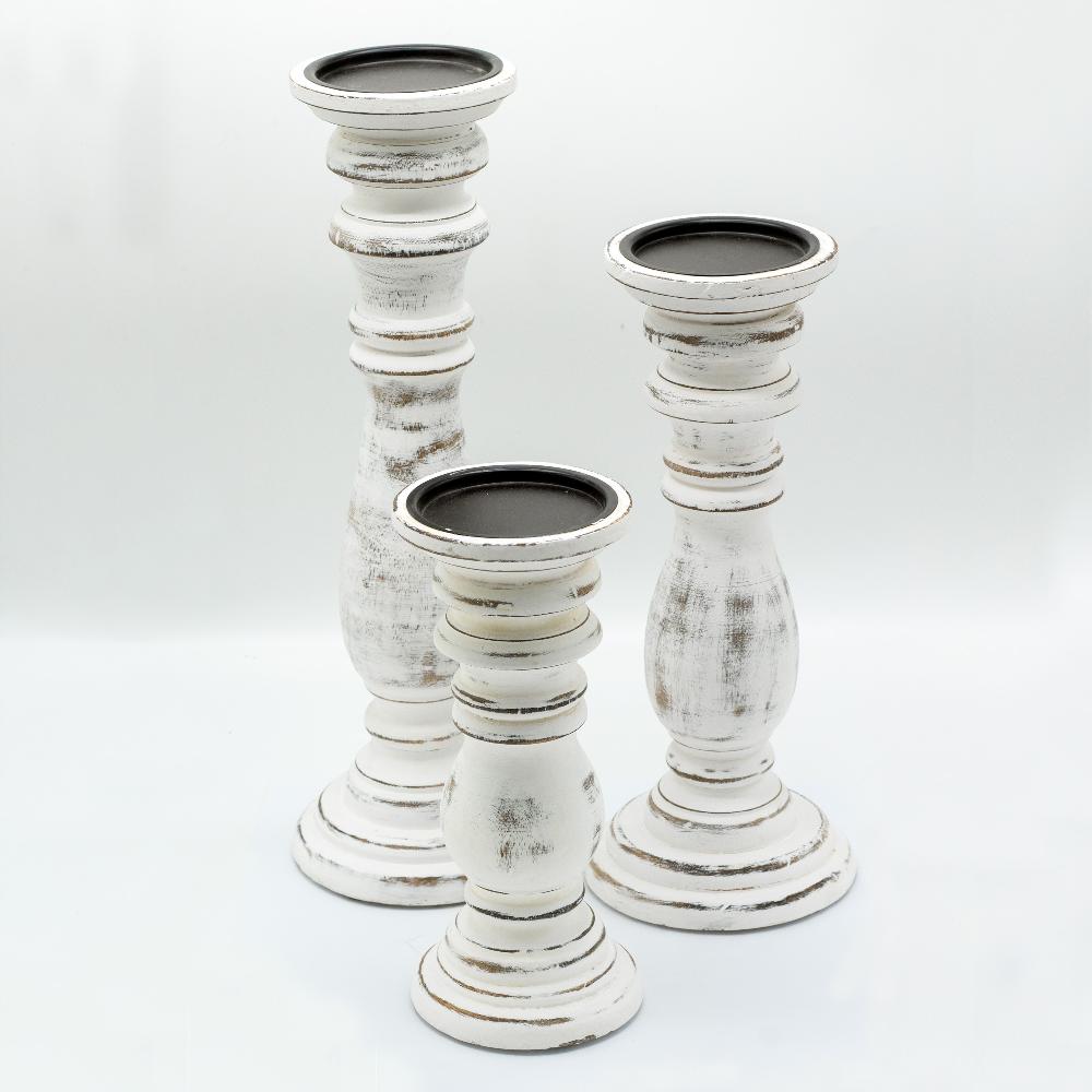Ancient Wisdom Classic Candle Stand - Whitewash - 37x10cm - Large