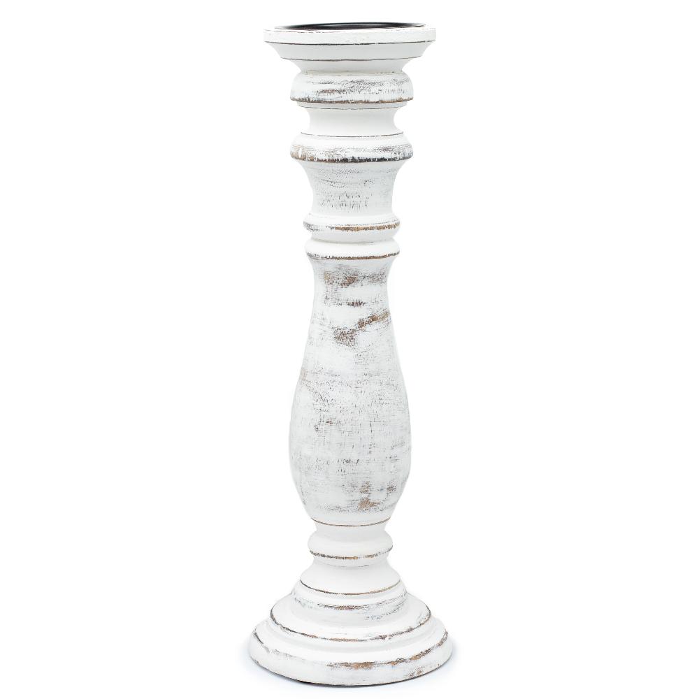 ancient wisdom Classic Candle Stand - Whitewash - 37x10cm - Large
