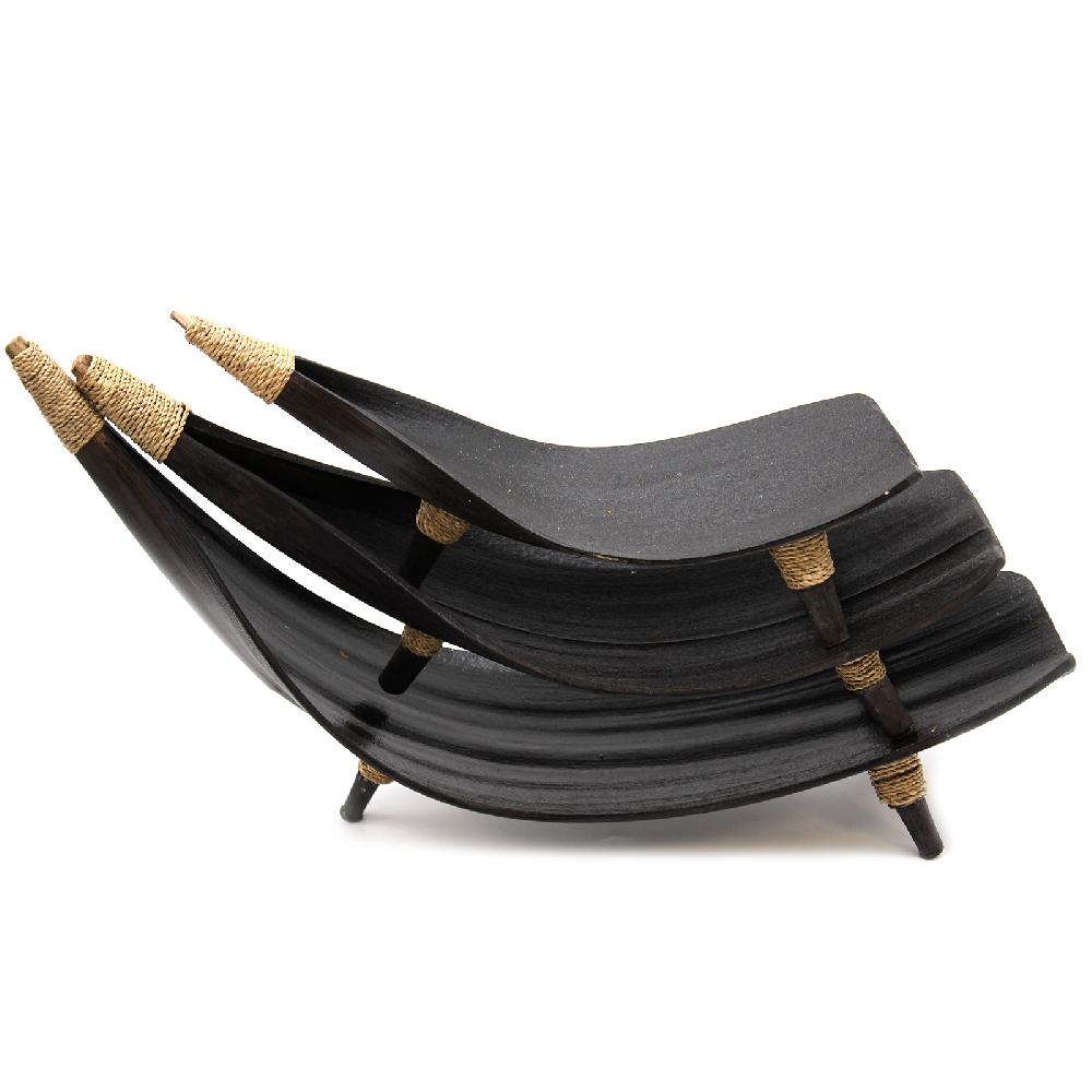 Ancient Wisdom Coconut Leaf Fruit Bowl Set - Chocolate