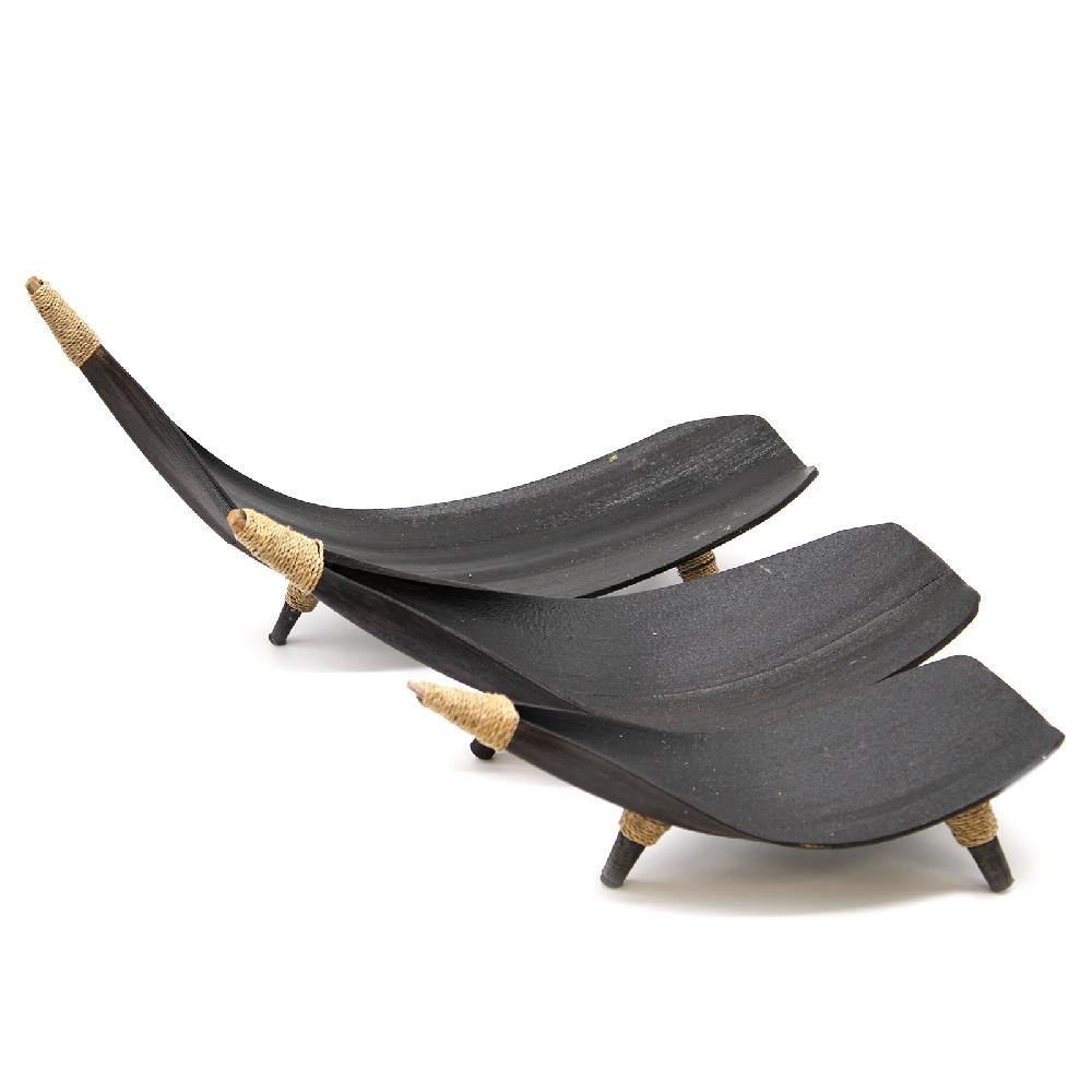 ancient wisdom Coconut Leaf Fruit Bowl Set - Chocolate