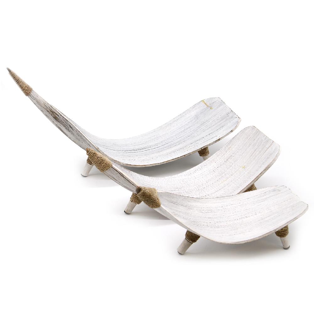 ancient wisdom Coconut Leaf Fruit Bowl Set - Whitewash