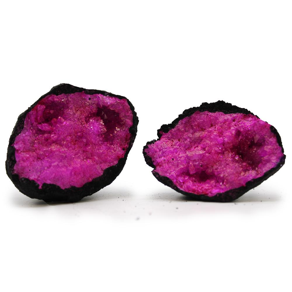 ancient wisdom Coloured Calcite Geode 8.5x6cm - Black Rock - Dark Red