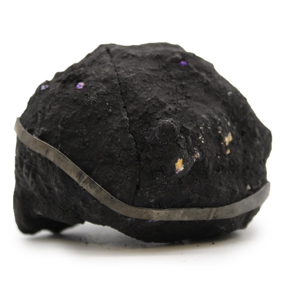Ancient Wisdom Coloured Calcite Geode 8.5x6cm - Black Rock - Purple