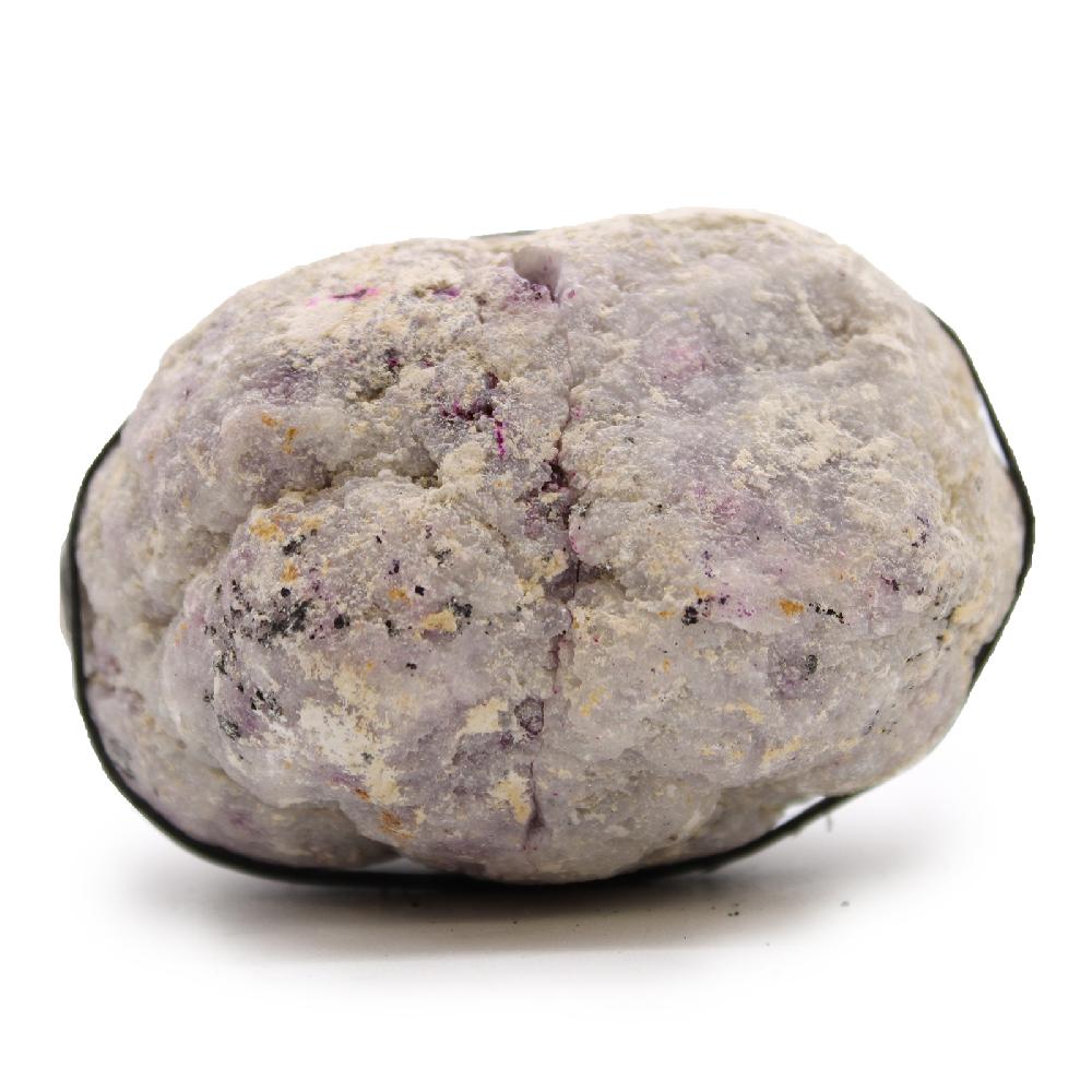 Ancient Wisdom Coloured Calcite Geode 8.5x6cm- Natural Rock - Pink & Gold