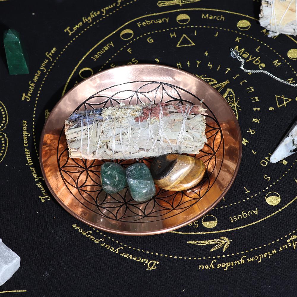Ancient Wisdom Copper Offer / Smudge Plate - Flower Of Life