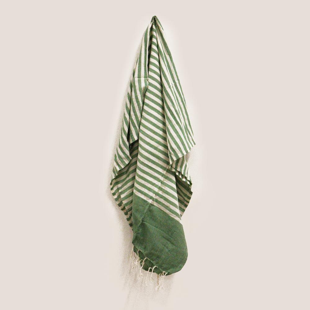 ancient wisdom Cotton Pareo Throw - 100x180 cm - Picnic Green