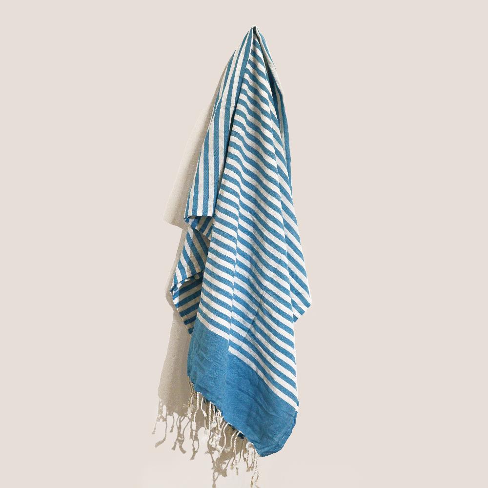 ancient wisdom Cotton Pareo Throw - 100x180 cm - Sky Blue