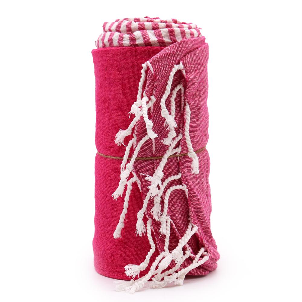 ancient wisdom Cotton Pareo Towel - 100x180 cm - Hot Pink