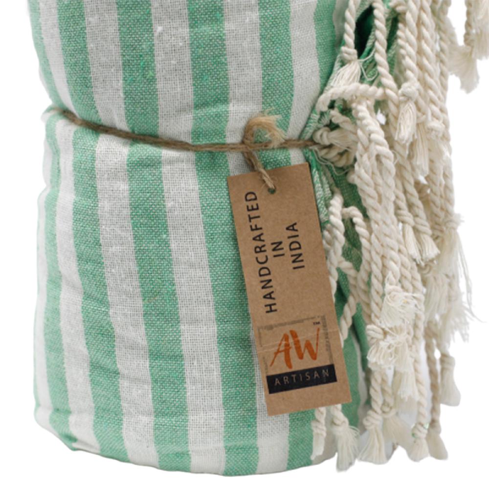 Ancient Wisdom Cotton Pareo Towel - 100x180 Cm - Picnic Green